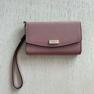 Kate Spade Crossgrain Leather Blush Pink Snap Wallet/Wristlet EUC